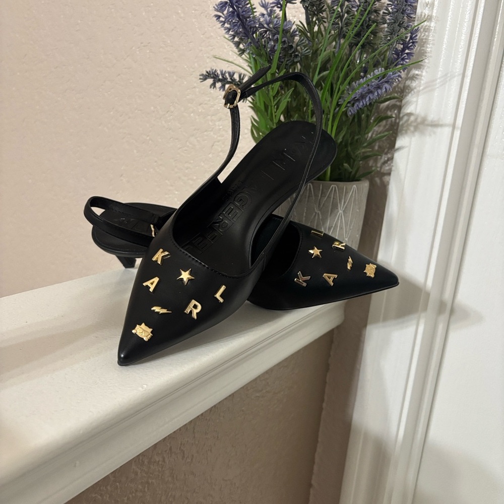 🆕🔥Karl Lagerfeld Black and Gold Heels